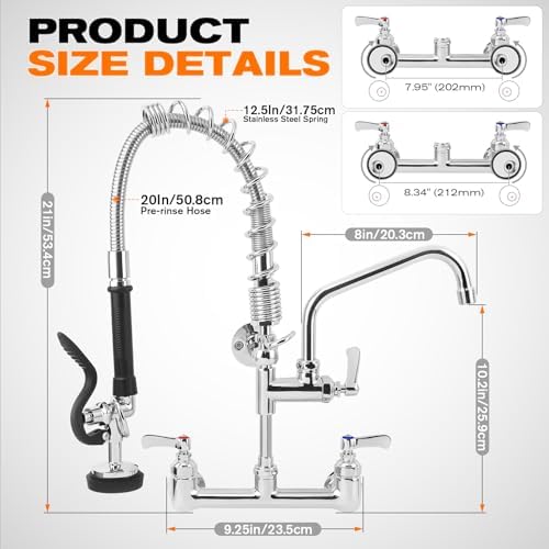 21" Height Commercial Sink Faucet with Sprayer