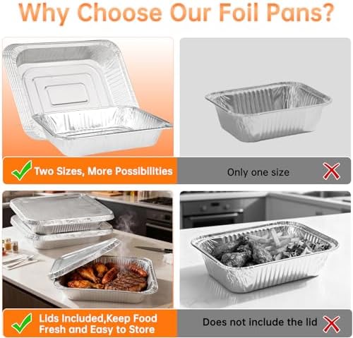 40 Pack Aluminum Pans with Lids,20 Large 9x13" Aluminum Pans