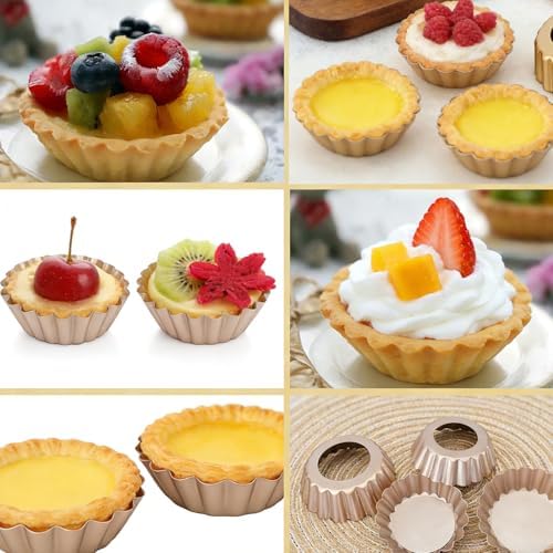 DATANYA Mini Tart Pans Removable Bottom 3 Inch, Carbon Steel Nonstick