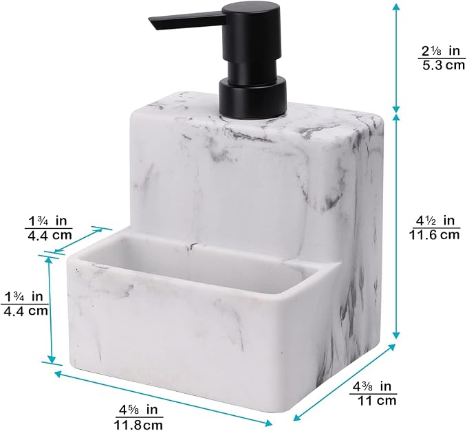 zccz Soap Dispenser with Sponge Holder, Marble Look Liquid Hand and Dish Soap - Image 6