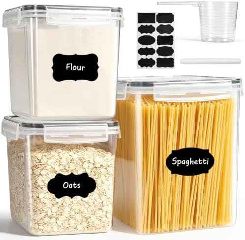3-Pack Airtight Food Storage Containers, BPA-Free Stackable Cereal