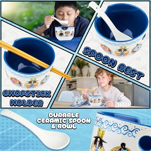 Get Trend One Piece Ramen Bowl 3 Pc Set with Bamboo Chopsticks, Spoon