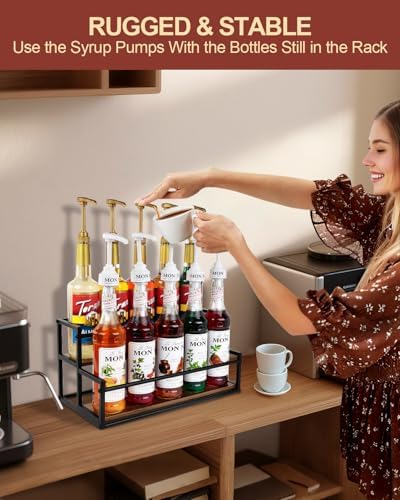 Coffee Syrup Organizer, 2-Tier 10-Bottle Rack
