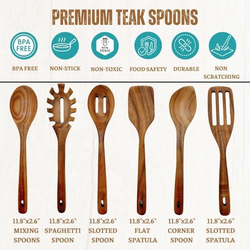 Teak Wooden Cooking Utensil Set, 6-Piece
