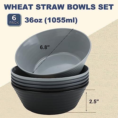 Wrova Wheat Straw Bowls, Plastic Bowls Microwave Safe, Cereal Bowls