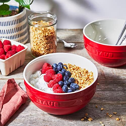 STAUB Ceramic 2-pc Large Universal Bowl Set, 6.5-inch/1.25-qt, Cherry