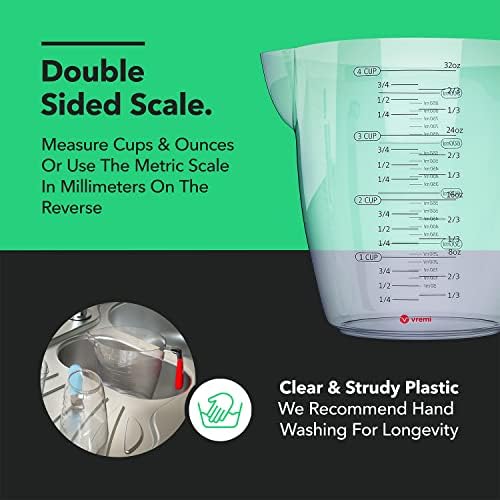 Vremi 3 Piece Plastic Measuring Cups Set BPA Free Stackable Measuring