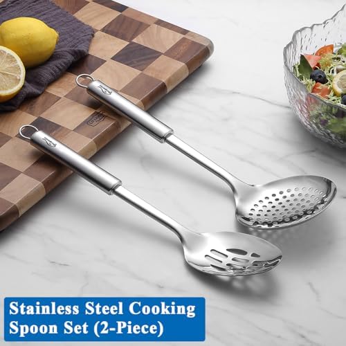 Berglander Kitchen Skimmer Slotted Spoons for Straining 2 pcs 13"