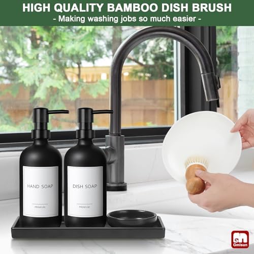GMISUN Kitchen Soap Dispenser Set, 2 Pcs Matte Black