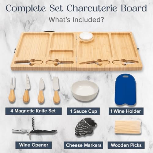 Charcuterie Boards Set, Large Bamboo Cheese Board