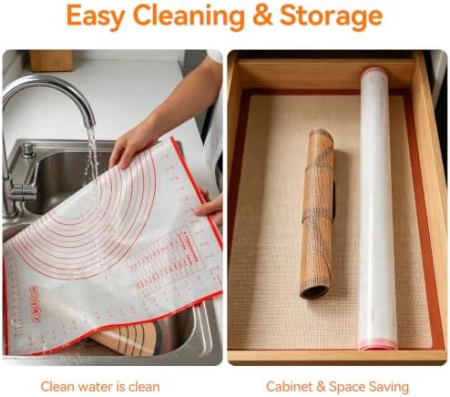Silicone Baking Mat Set, 3 Pieces, Bread Slings and 28 x 20 Inch