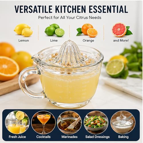 Glass Manual Lemon Squeezer, 2 Cup/500ML