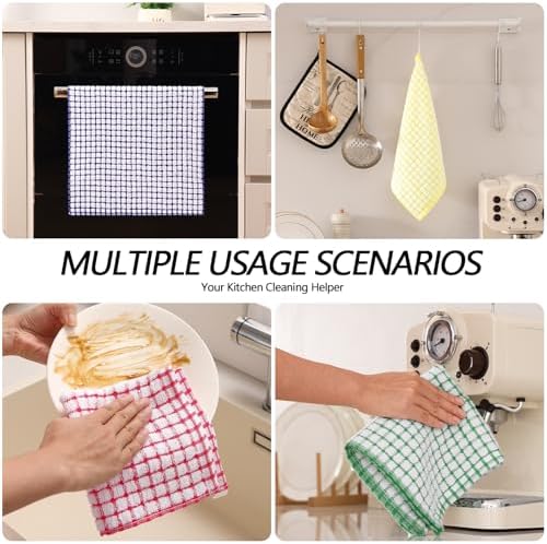 Homaxy Cotton Terry Kitchen Towels and Dishcloths Set of 8, Mixed