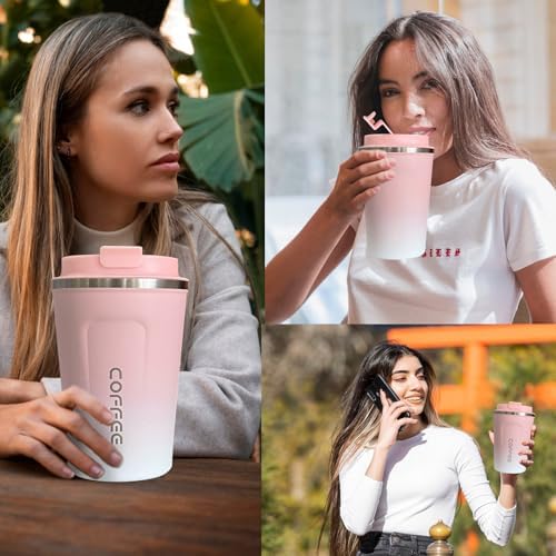 SPLMIFA Travel Coffee Mug Leak-Proof, Reusable Coffee Cups with Lids