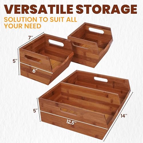 2-tier Stackable Bamboo Pantry Storage Bins, Potato & Onion Storage