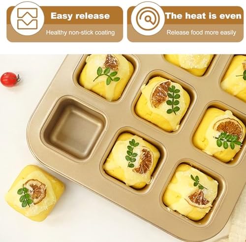 YAYODS 3 Pack Brownie Pan with Dividers 12 Cavity Square Muffin Pans