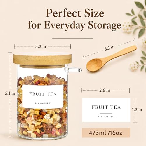 Loose Leaf Tea Storage Containers, 16oz Airtight Jars