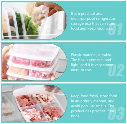 2pcs Four Compartment Food Organizer Fridge Storage Container with Lid