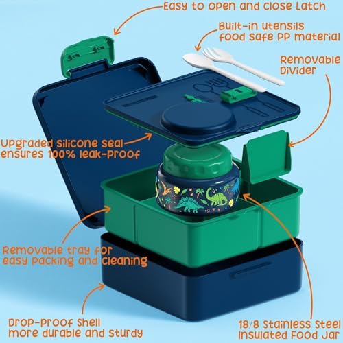 Fimibuke 60oz Leakproof Bento Lunch Box with 8.5oz Thermo