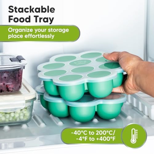 KeaBabies Silicone Food Freezer Trays with Lid, 2oz x 10 Pods, Alpine