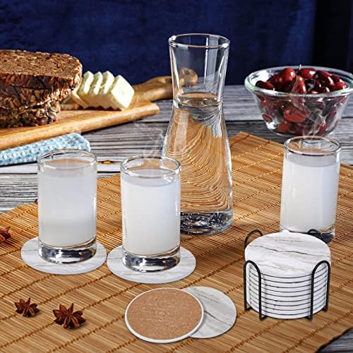 Acejoz Drink Coasters with Holder for Coffee Table, Absorbent Coaster
