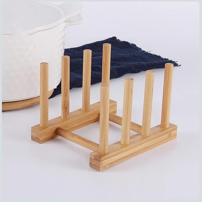 YWSHF 2 PCS Bamboo Wooden Dish Rack Dishes Drainboard Drying Drainer Storage - Image 3