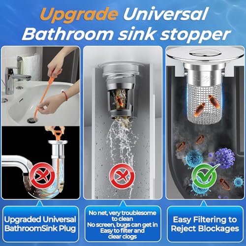 Bathroom Sink Drain Strainer,(2PCS) Pop-up Sink Drain Strainer with