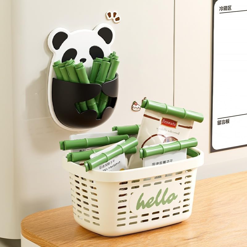 Magnetic Bamboo Cute Chip Clips&Panda Bag Clips for Food Storage