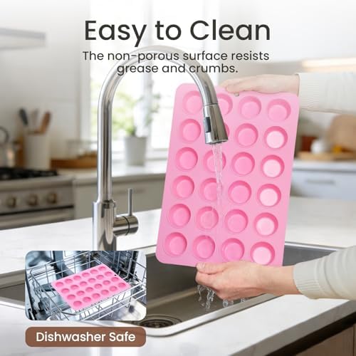 2 Pcs Silicone Mini Muffin Pan, 24-Cup Mini Cupcake Pan for Baking