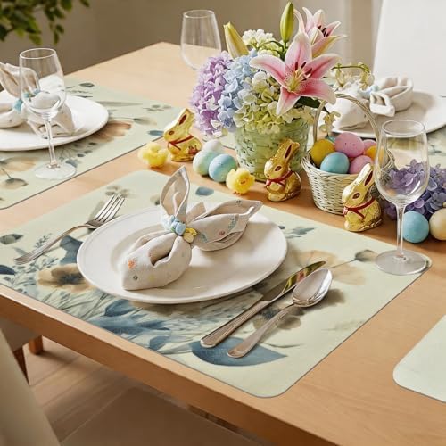 Vinyl Placemats Set of 4-12x17 Inch - Heat Resistant Washable Place