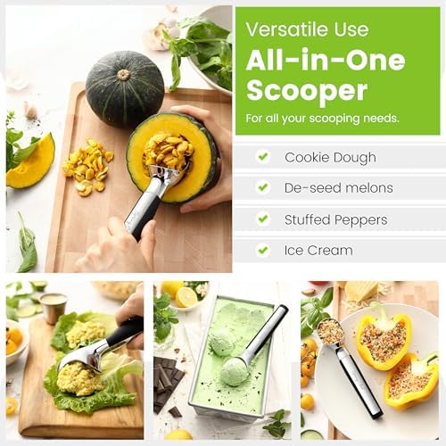 Spring Chef Heavy Duty Metal Ice Cream Scoop with Soft Grip Handle