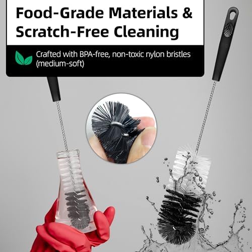 2 Pcs Bottle Brushes Set, Long Thin Flexible Bendable Flexible Cleaner