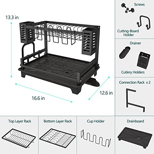 B-Land 2-Tier Dish Drying Rack for Kitchen Counter