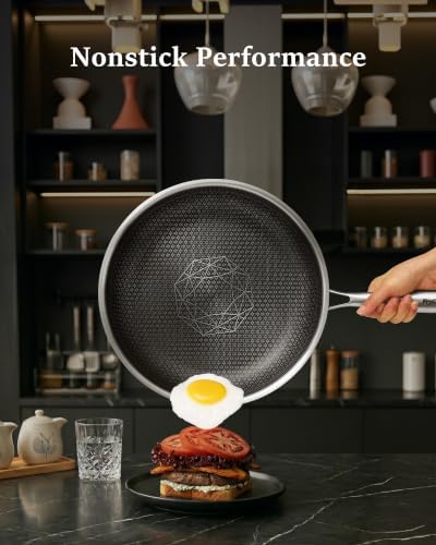 Non Stick Frying Pans Set, 3PC Hybrid Frying Pans Nonstick, Dishwasher & Oven Safe, Induction Compatible, With Stay-Cool Handle, PFOA Free Kitchen Cookware