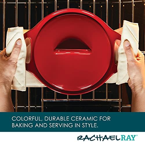 Rachael Ray Ceramic Casserole Baker Set, 3-Piece, Red