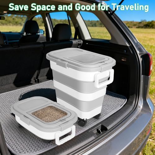 30LB Dog Food Storage Container with Wheels, Lid, Handle, Cup and