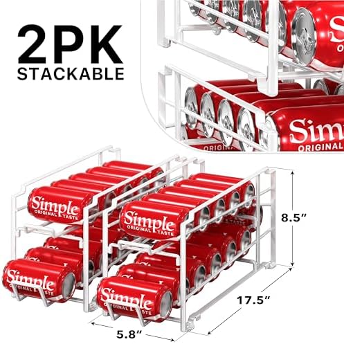 Simple Houseware Stackable Soda Can Dispenser Rack, 2-Pack, White