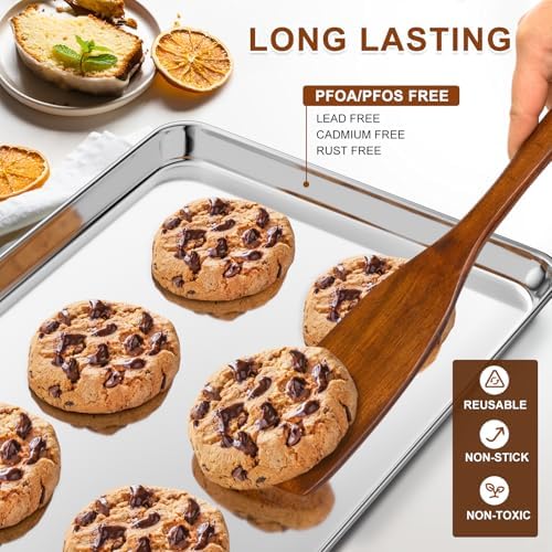 Baking Sheet Set of 3, Commercial Grade Stainless Steel Cookie Sheets