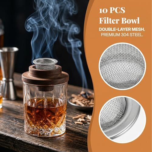 10 Pack Cocktail Smoker Screen Filters, Double-Layer Stainless Steel