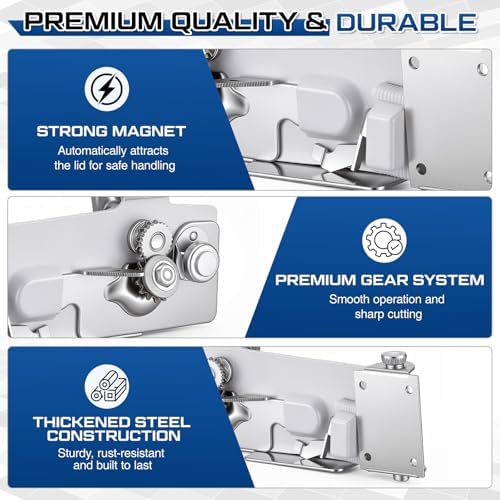2 Pcs Wall Mount Can Opener with Magnet Under Cabinet Manual Can