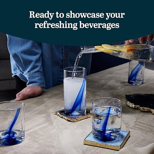 Libbey Blue Ribbon Tumbler and Rocks Drinking Glass Set of 8