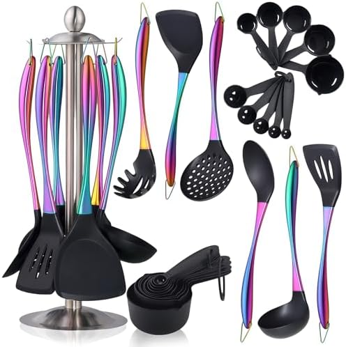 Silicone Cooking Utensils Set, 17pcs, Rainbow