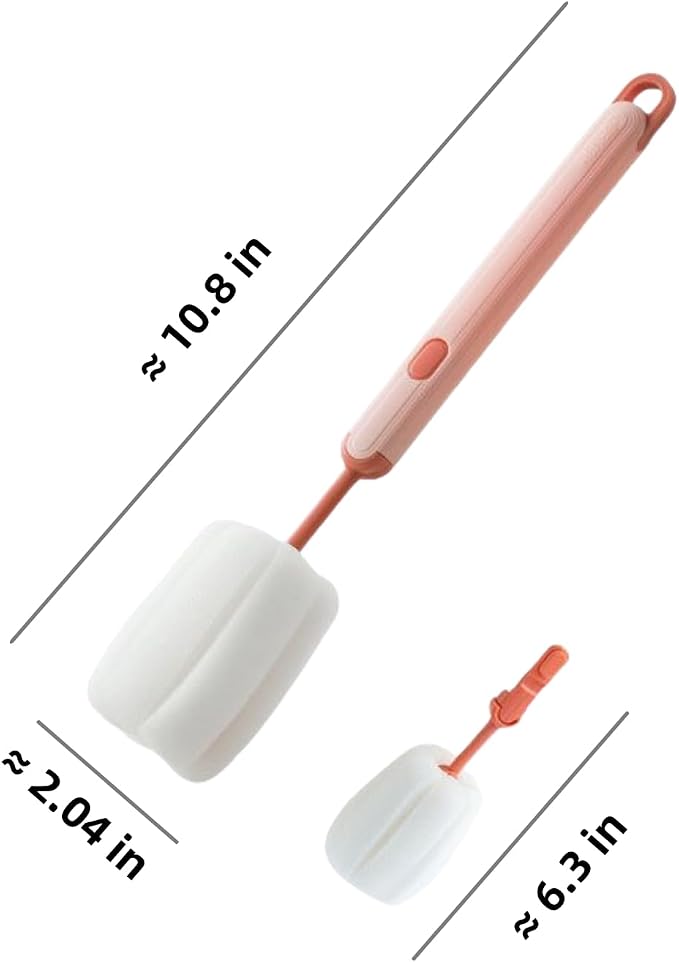 Bottle Brush Long Handle Cup Cleaner Brush Sponge Bottle Scrubber Detachable - Image 6