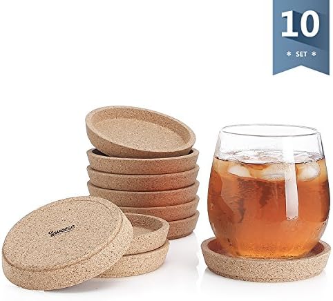 Sweese Cork Coasters - 4 Inch Perfect for Most Kind of Mugs - Protect