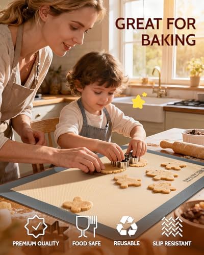 Non Stick Silicone Baking Sheet - 2 Half & 2 Quarter & 9'' Round