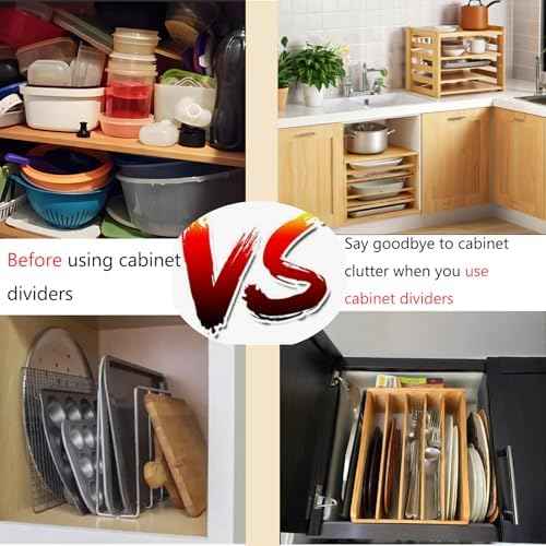 6 Tier Wood Cabinet Vertical Tray Dividers, 16.73in x14.13in x12.4in
