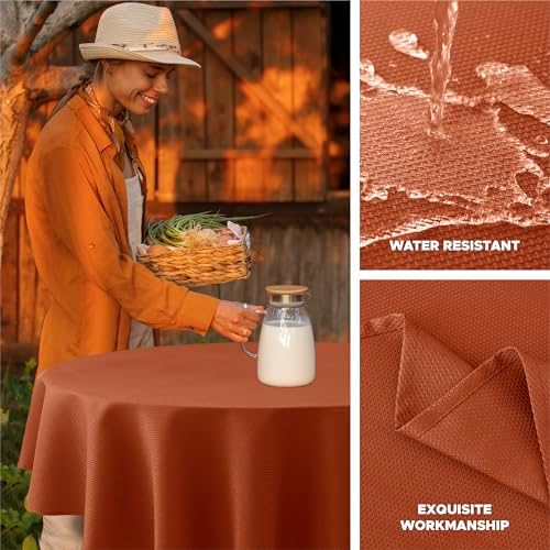 Fall Round Tablecloth 60"-Thanksgiving Autumn Fabric Textured Table