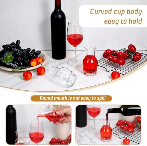 Ptwola 6 Pack Single Serving Small Wine Carafe Glass, 6.5 Oz Mini