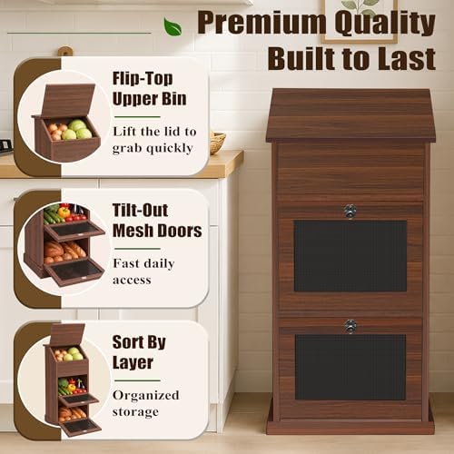 Potato and Onion Storage Bin with Lid, 3-Tier Vegetable Storage