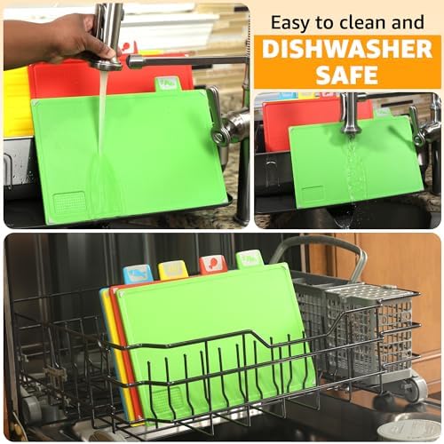 Cutting Board Set 12"L x 9"W: 4-Piece Color-Coded, Non-Slip, BPA-Free